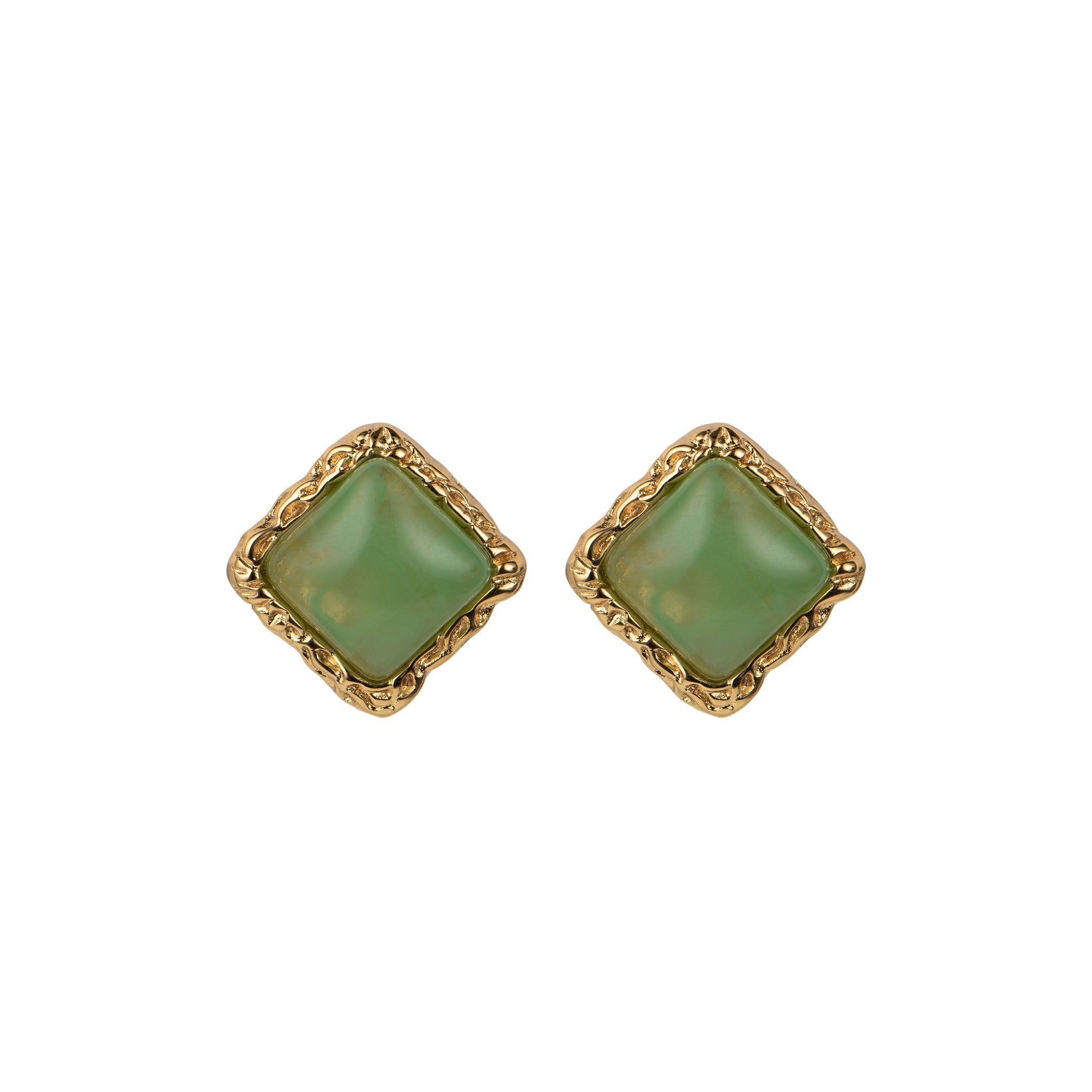 Orecchini dorato - Orecchini Square Gold Green