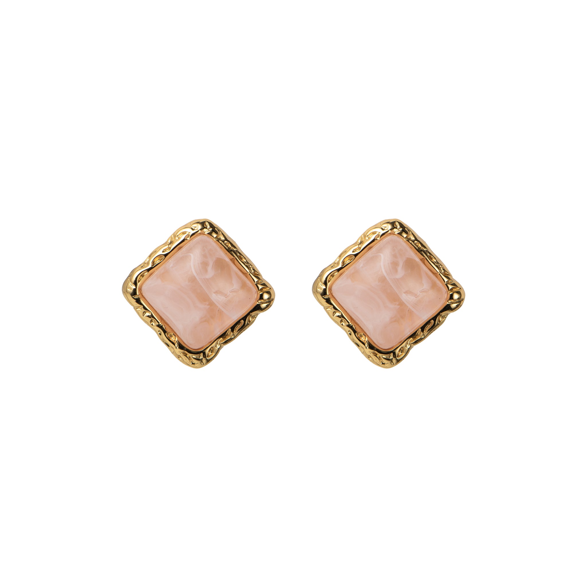 Orecchini dorato - Orecchini Square Gold Pink Blush