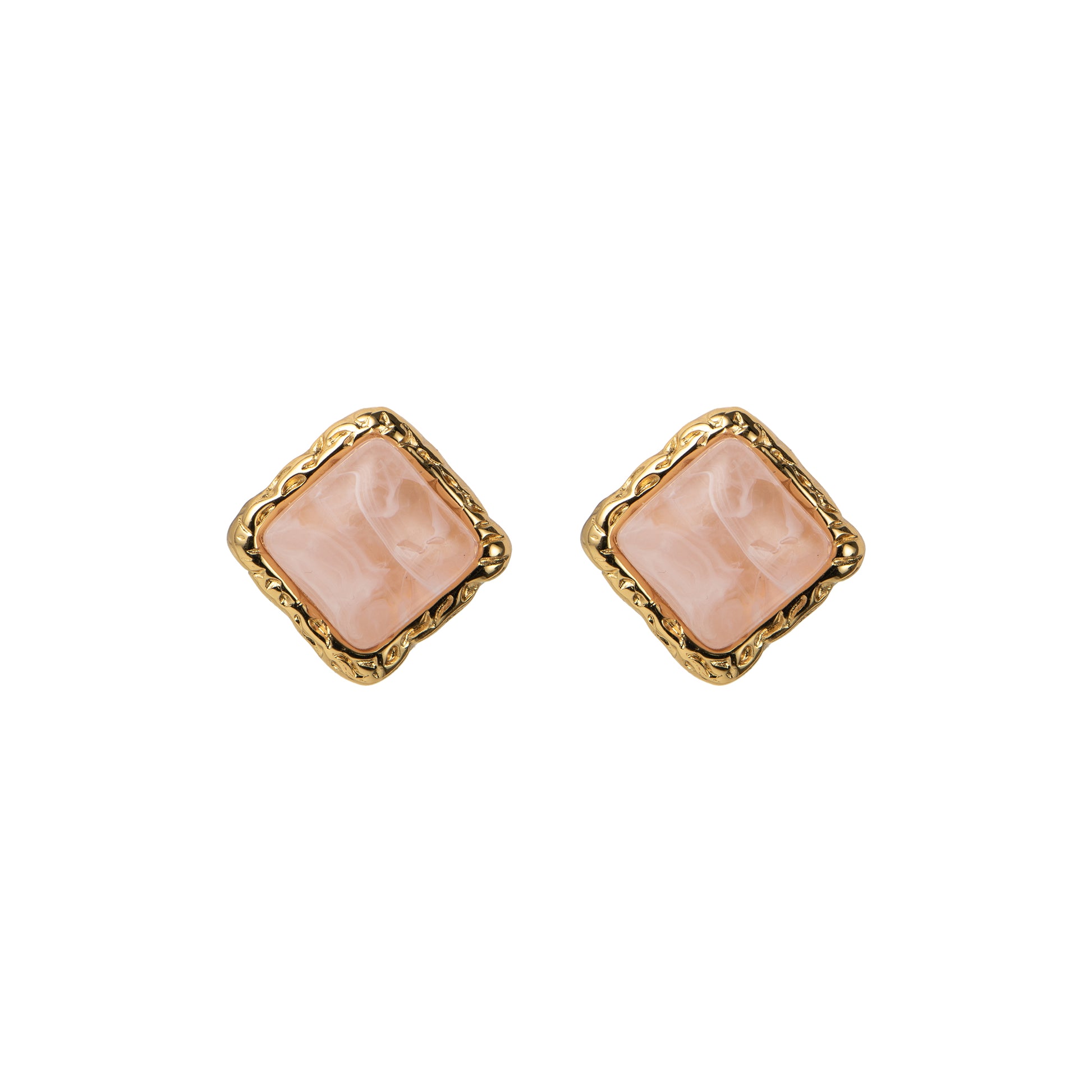 Orecchini dorato - Orecchini Square Gold Pink Blush