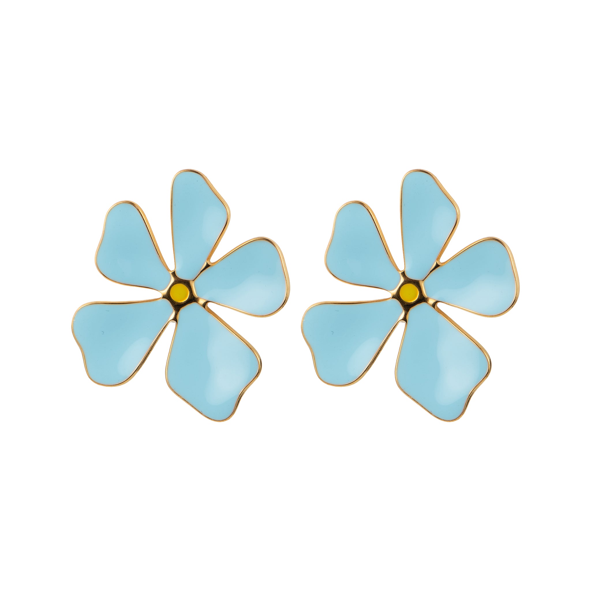 Orecchini dorato con smalto - Orecchini Flora - CELESTE