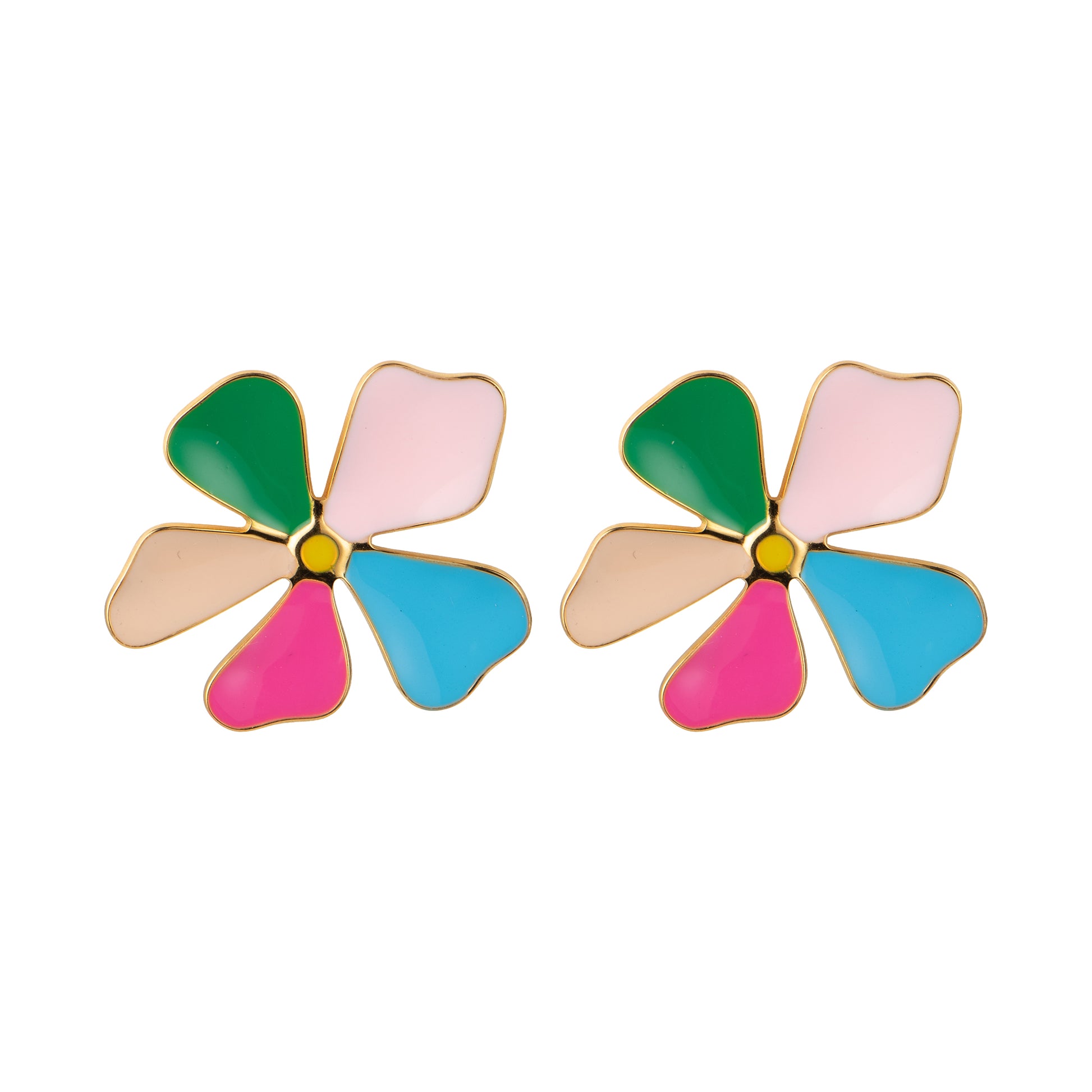 Orecchini dorato con smalto - Orecchini Flora - MULTICOLORE