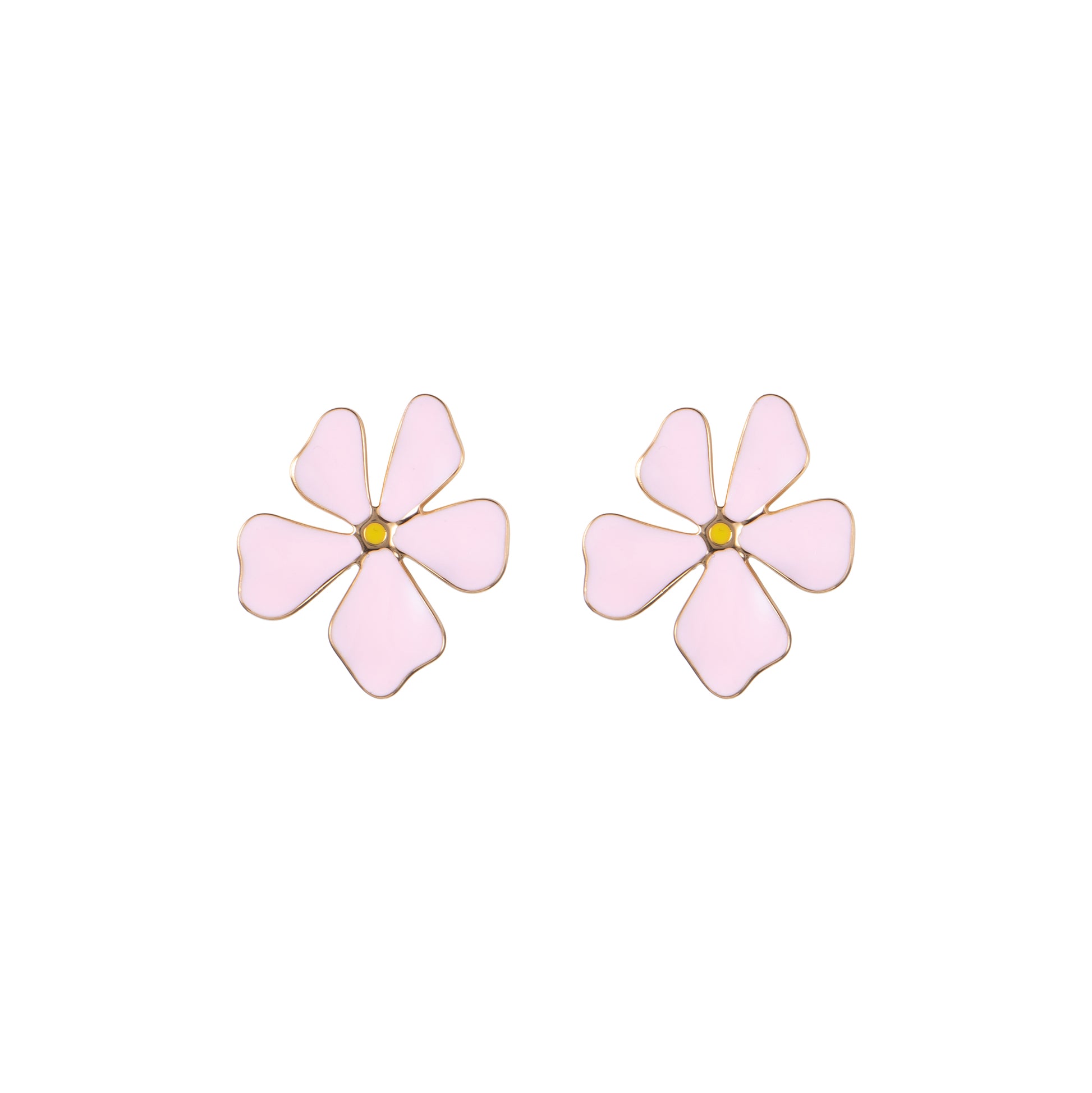 Orecchini dorato con smalto - Orecchini Flora - ROSA 