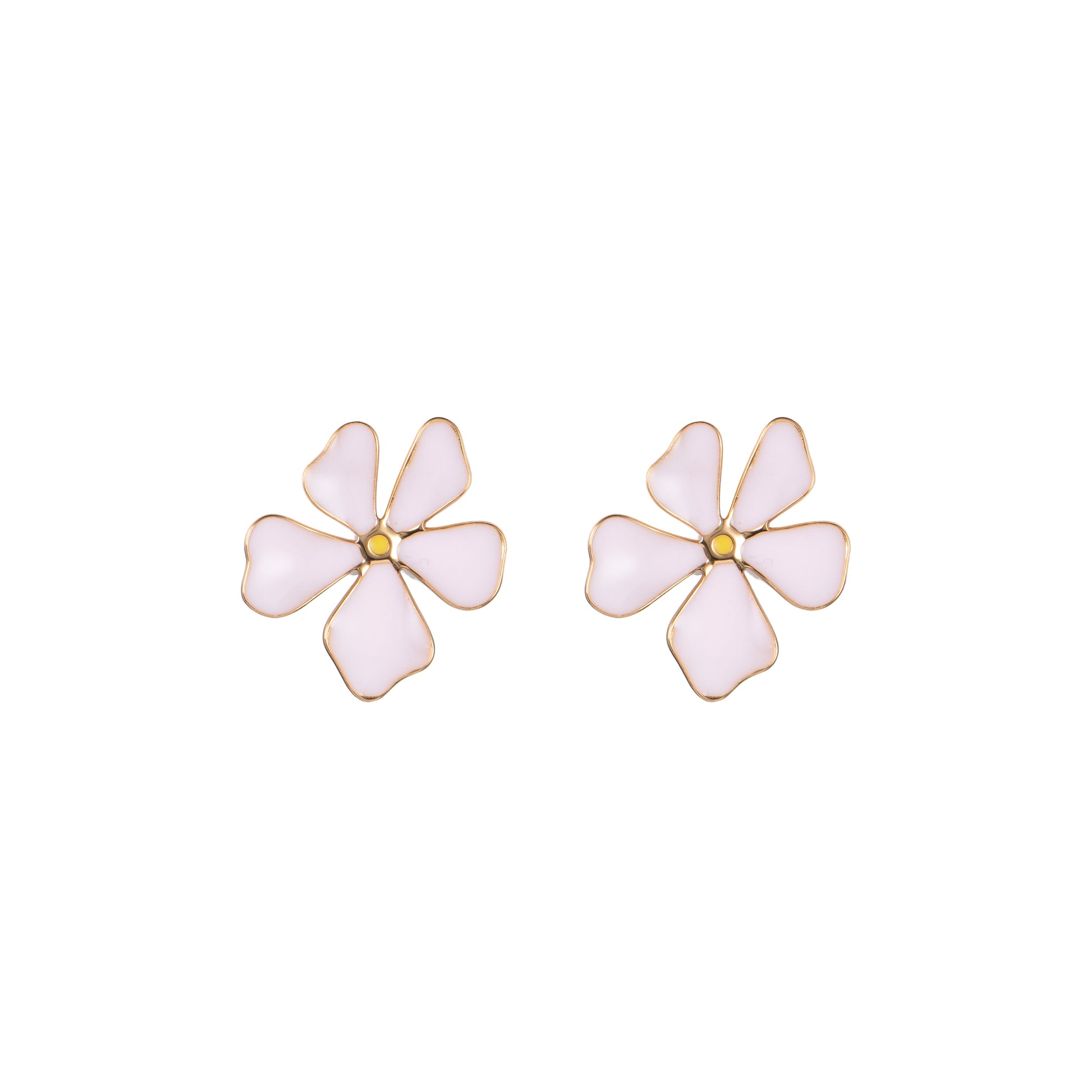 Orecchini dorato con smalto - Orecchini Flora - ROSA CHIARO