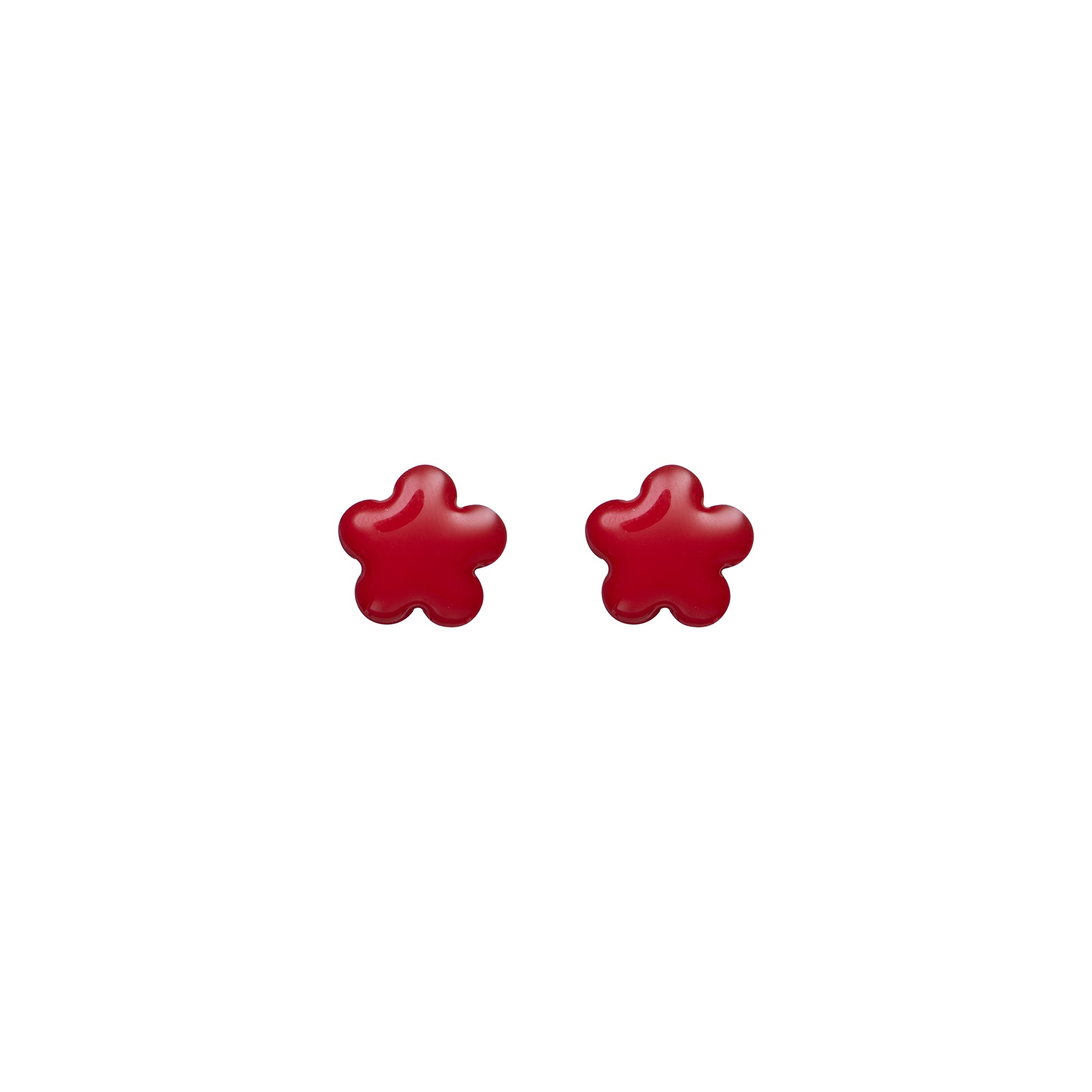 Orecchini dorato con smalto - Orecchini Flower - ROSSO