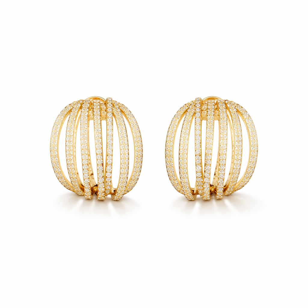 Orecchini in argento 925 - Orecchini Golden Cage Luxe