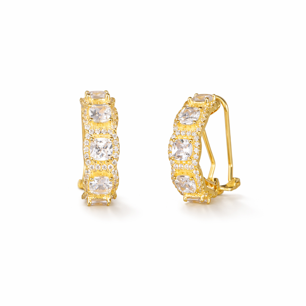 Orecchini in argento 925 con zirconi - Orecchini Majestic White Glow Gold