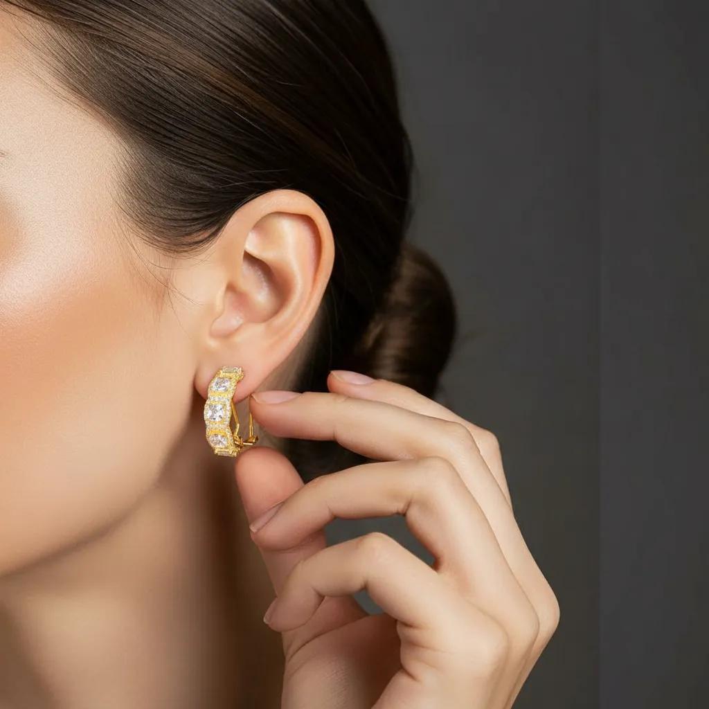 Orecchini in argento 925 con zirconi - Orecchini Majestic White Glow Gold - FOTO 2