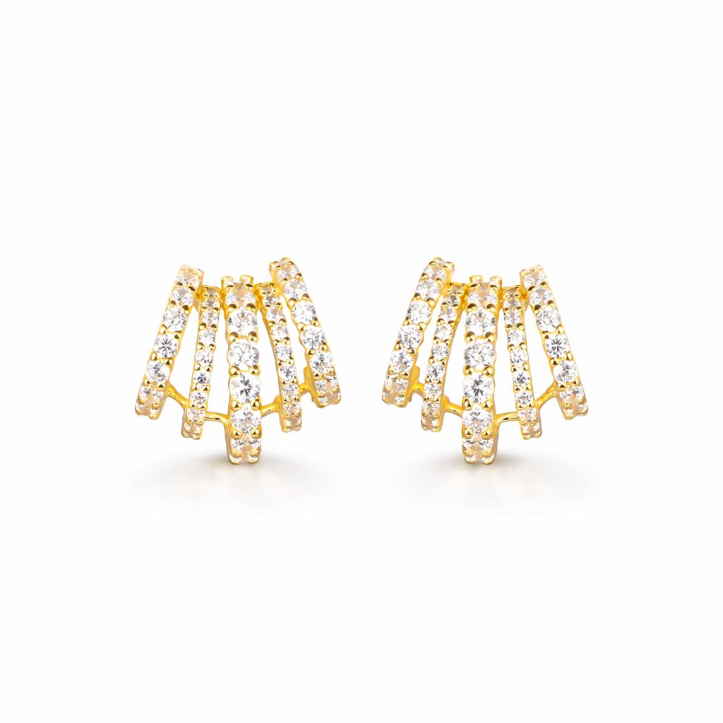 Orecchini in argento 925 con zirconi - Orecchini Starlight Arched Wings Gold
