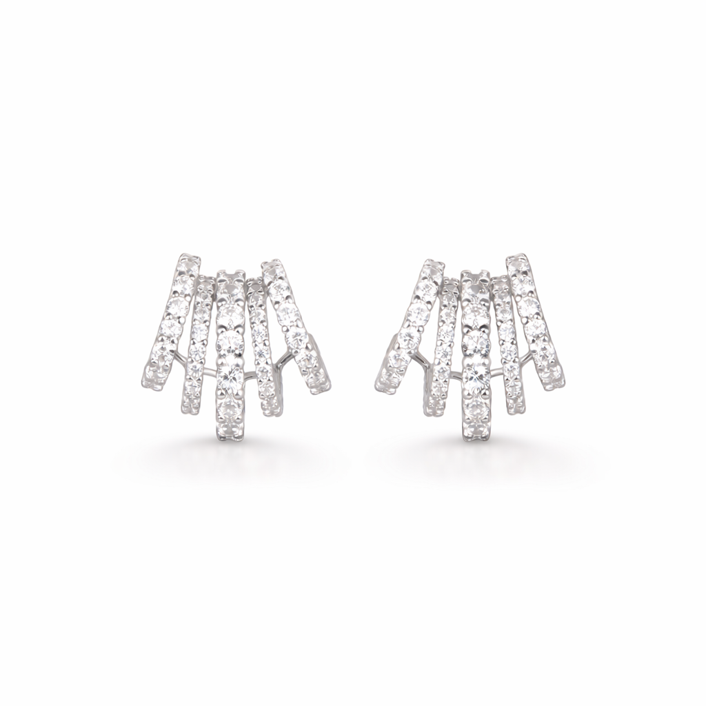 Orecchini in argento 925 con zirconi - Orecchini Starlight Arched Wings Silver