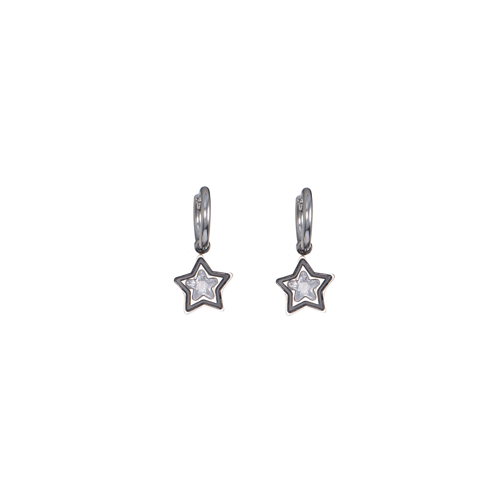 Orecchini pendenti con cuore argentato - Orecchini Cosmic Star