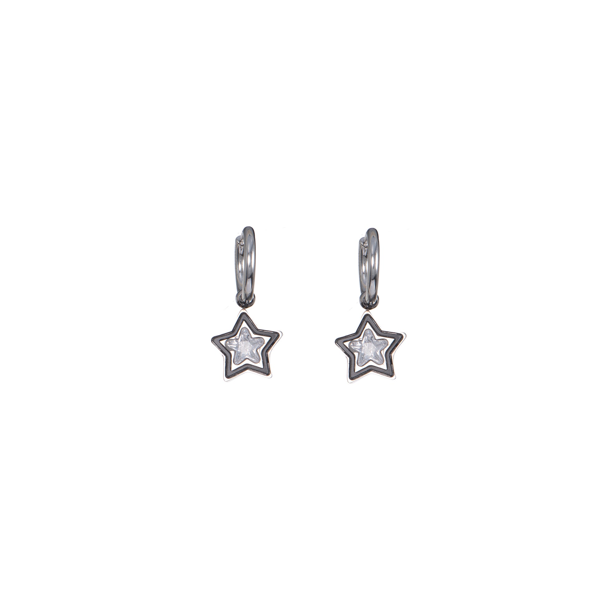 Orecchini pendenti con cuore argentato - Orecchini Cosmic Star