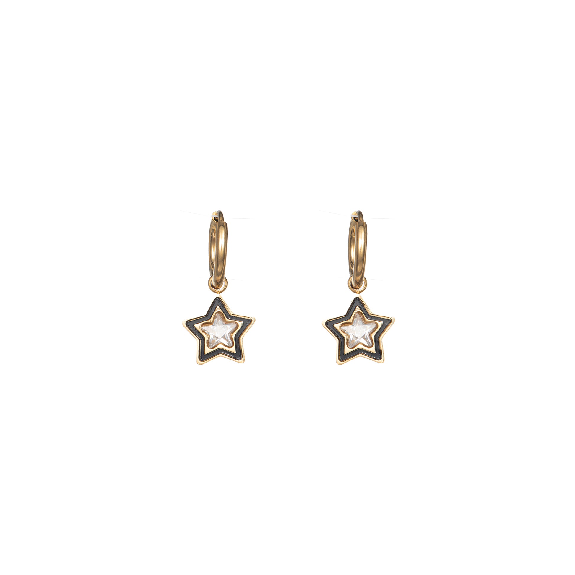 Orecchini pendenti con cuore dorato - Orecchini Cosmic Star