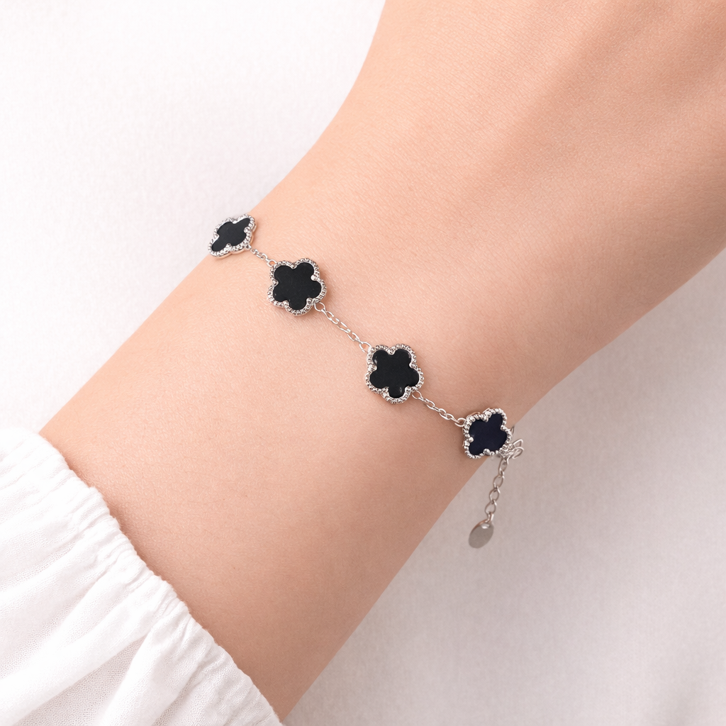 Bracciale - Bracciale Quadrifoglio Silver Black