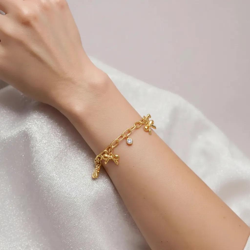 Bracciale pendenti dorato - Bracciale Gold Bow