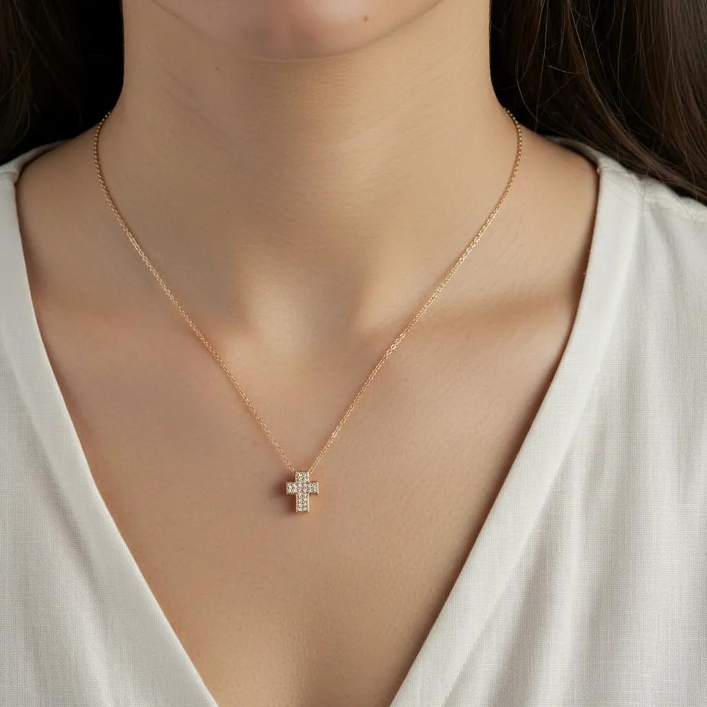 Collana con croce dorato - Collana Small Gold Cross Icon