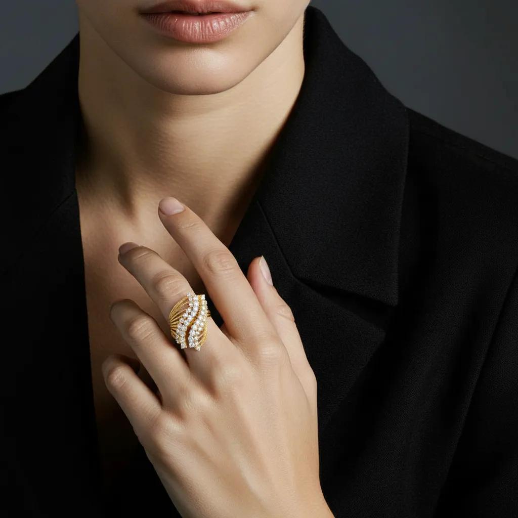 Anello in argento 925 con zirconi - Anello Gold Diva Glow