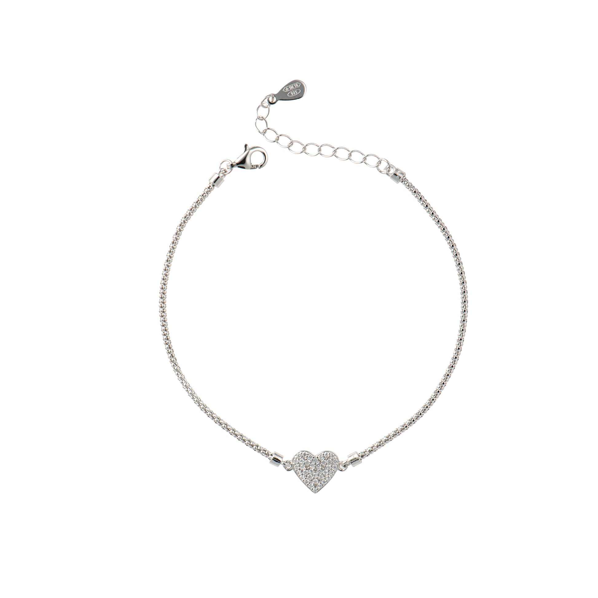 Gioiello pendenti con cuore in argento 925 con zirconi - Barcciale Argento 925 Pure Heart
