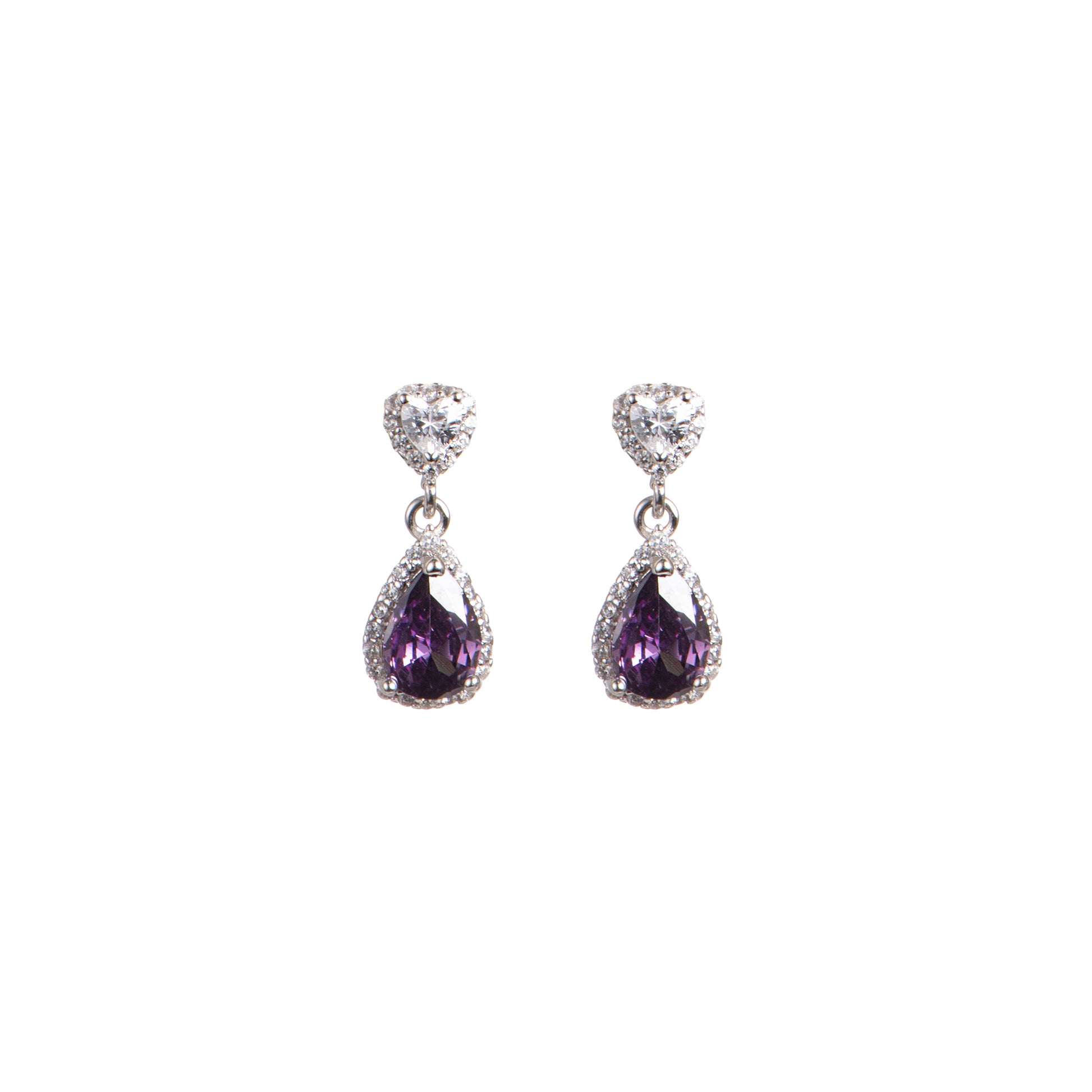 Orecchini pendenti con cuore in argento 925 con zirconi - Orecchini Essenza 925