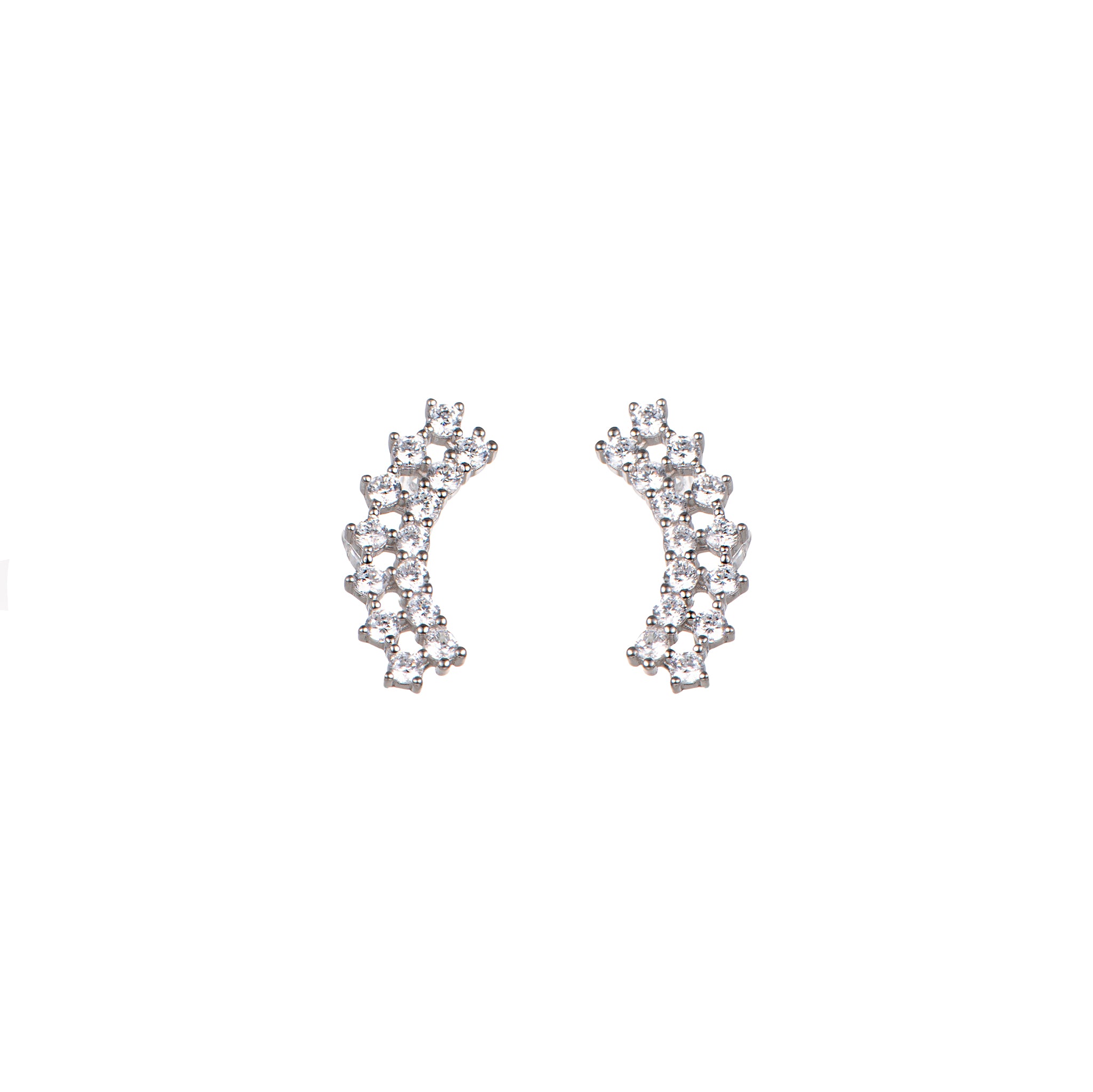 Orecchini in argento 925 con zirconi - Orecchini Half Moon Clips 925