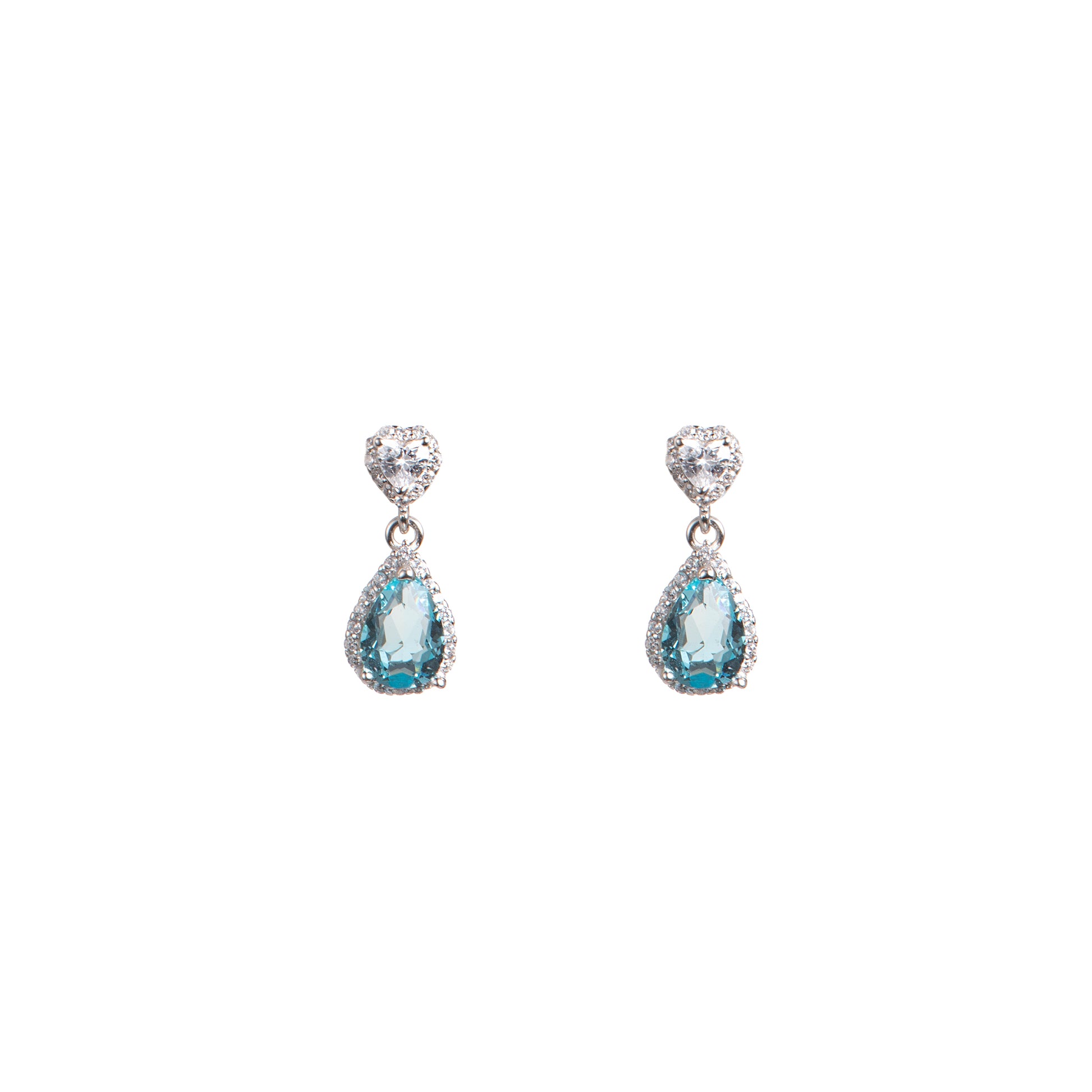 Orecchini pendenti con cuore in argento 925 con zirconi - Orecchini Essenza 925