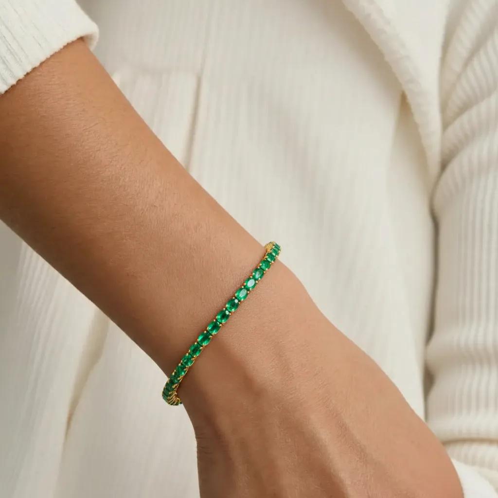 Gioiello in argento 925 - Tennis Gold Emerald
