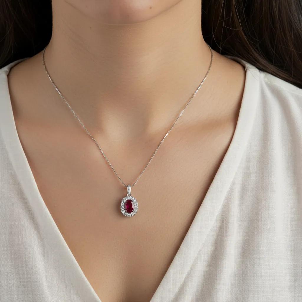Collana pendenti in argento 925 - Collana Luce Eterna Ruby Red