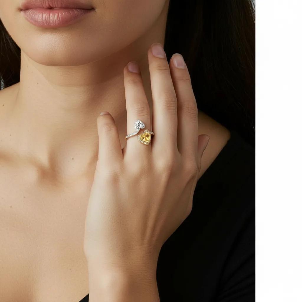 Anello con cuore in argento 925 - Anello Pure Love Duo