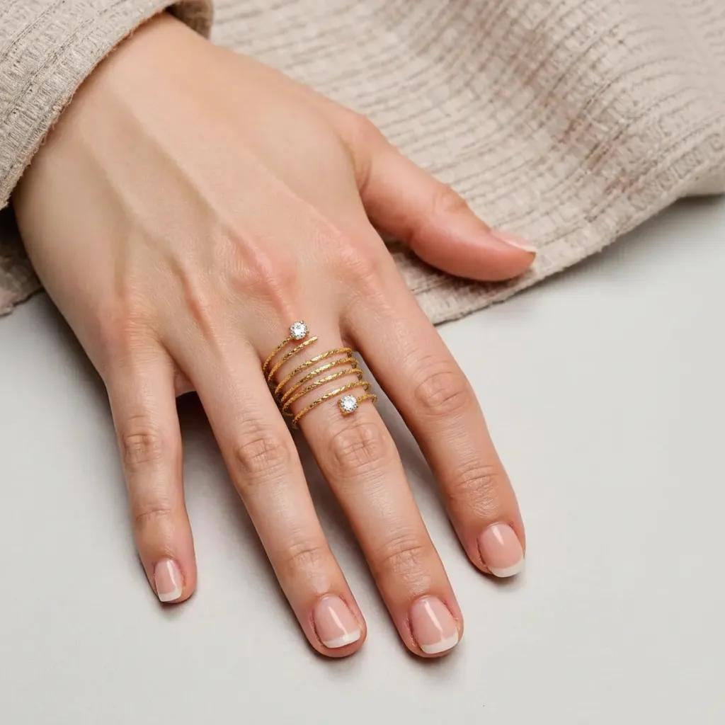 Anello dorato - Anello Gold Spiral Diamonds
