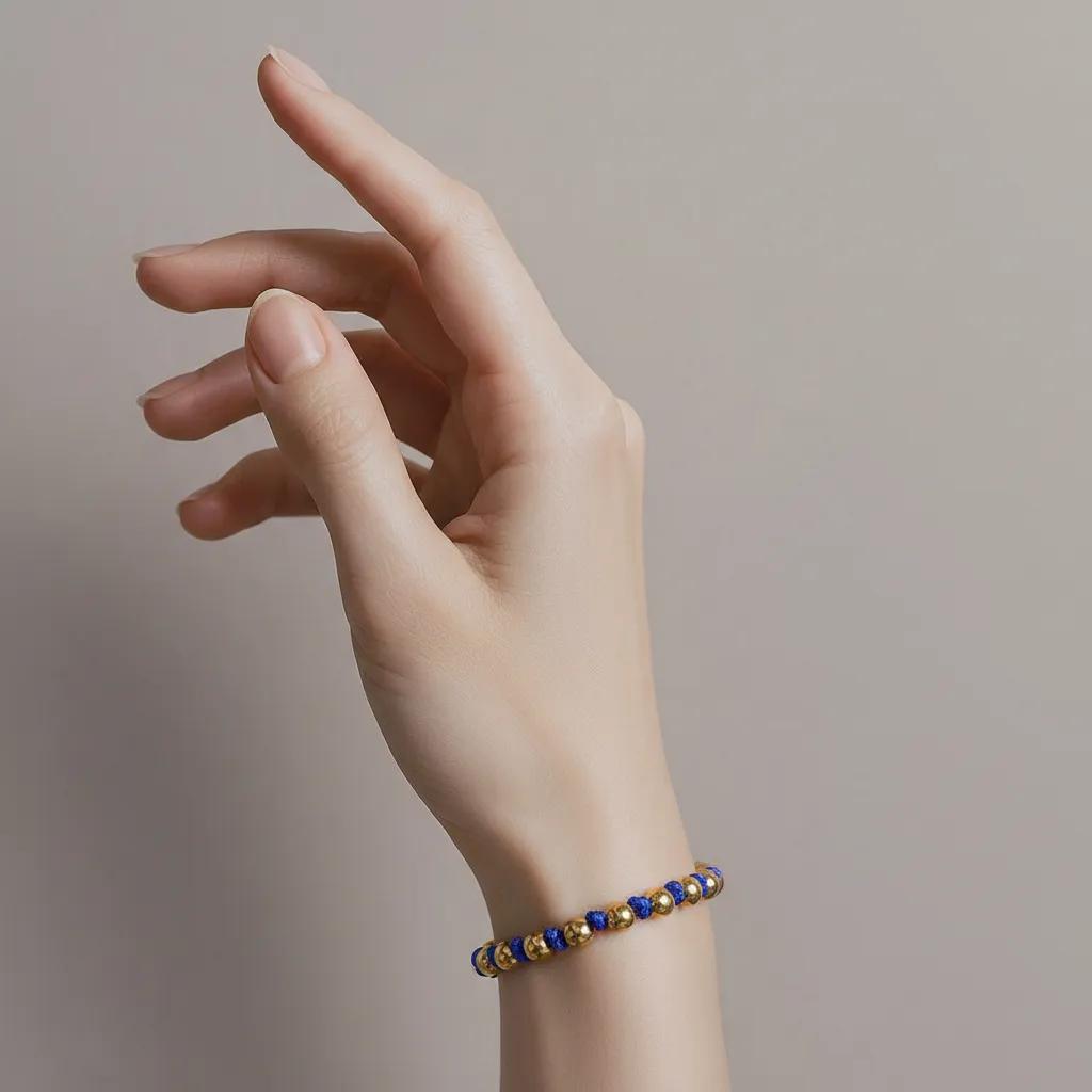 Bracciale dorato - Bracciale Sun Knot Blue