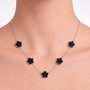 Collana - Collana Quadrifoglio Silver Black