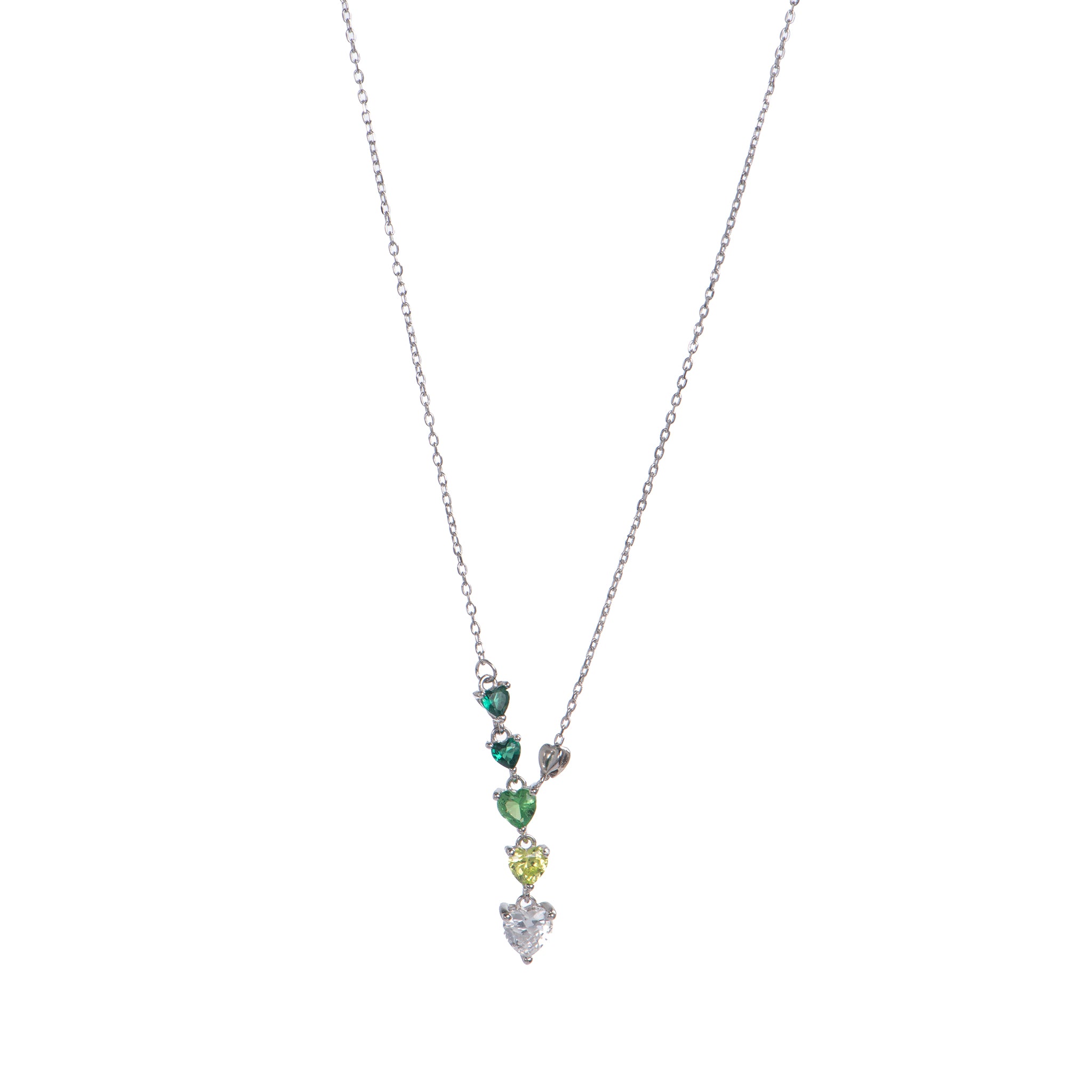 Collana pendenti con cuore in argento 925 con zirconi - Collana Cascade of Hearts – Argento 925 con Cuori a Scalare Silver - silvergreen