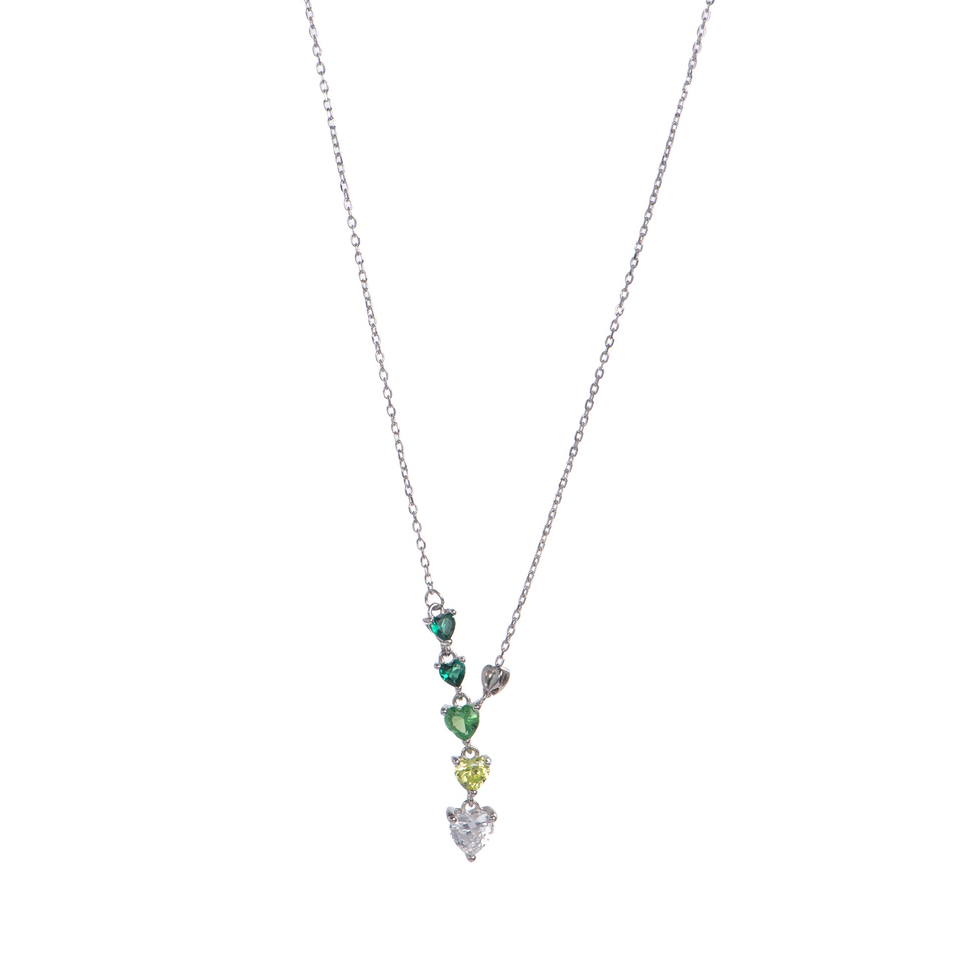 Collana pendenti con cuore in argento 925 con zirconi - Collana Cascade of Hearts – Argento 925 con Cuori a Scalare Silver - silvergreen
