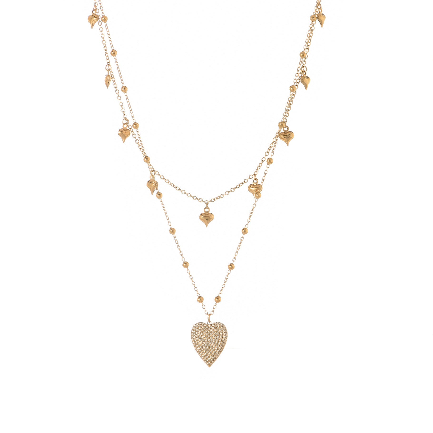 Collana con cuore dorato - Collana Double Chain Heart