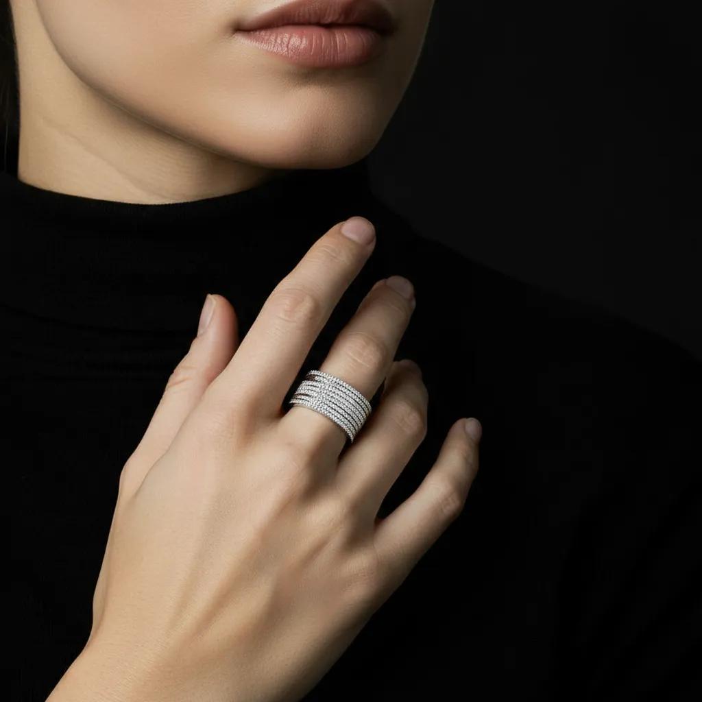 Anello in argento 925 - Anello Crystal Waterfall