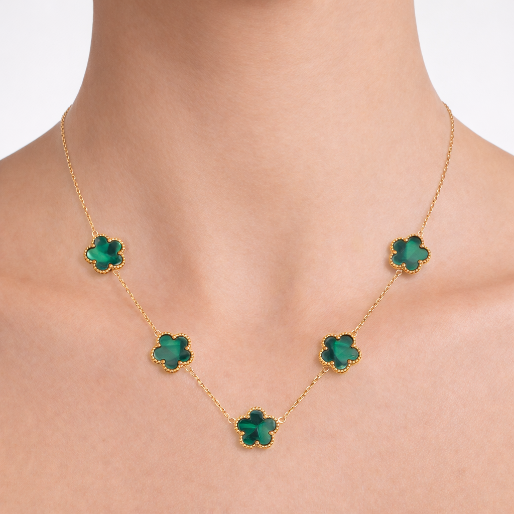 Collana dorato - Collana Quadrifoglio Green Gold