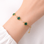 Bracciale dorato con zirconi - Bracciale Lucky 3 Clover