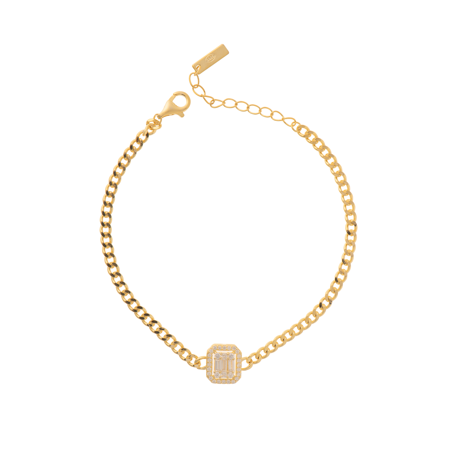 Gioiello in argento 925 con zirconi - Parure Baguette Link