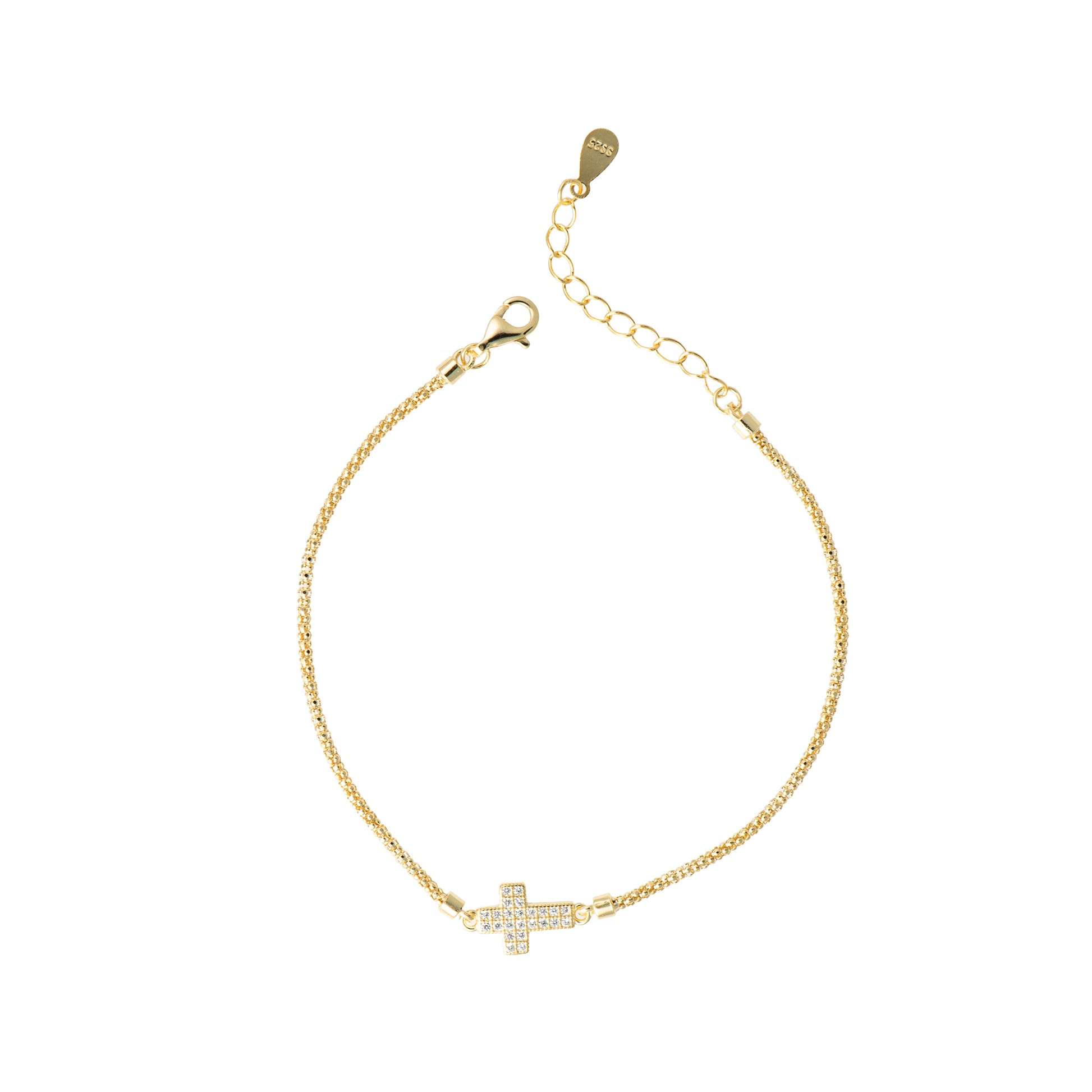 Bracciale con cuore con croce in argento 925 con zirconi - Bracciale Argento 925 Divine Light Bold