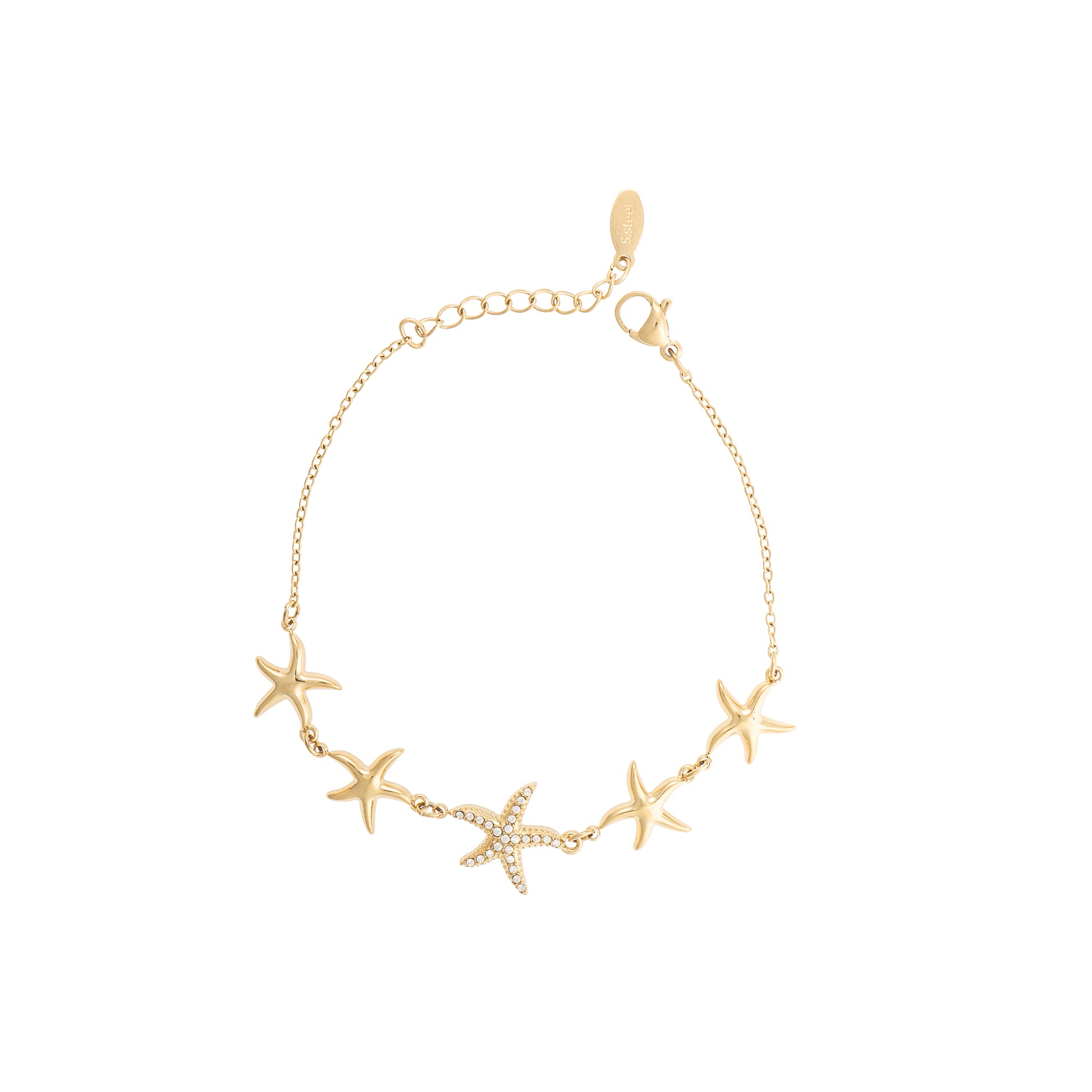 Bracciale dorato con zirconi - Bracciale Starfish