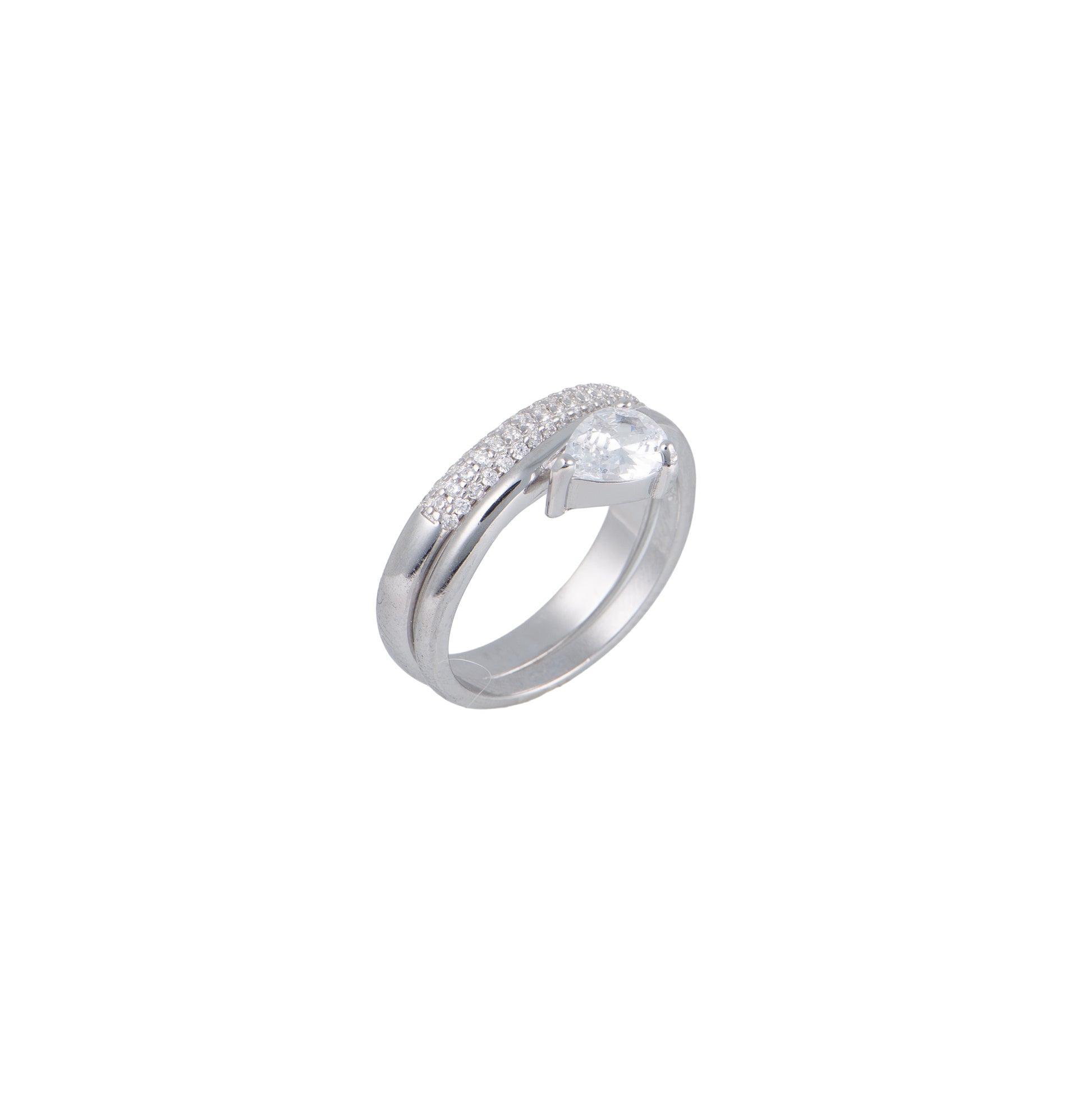 Anello con zirconi - Anello Double Drop