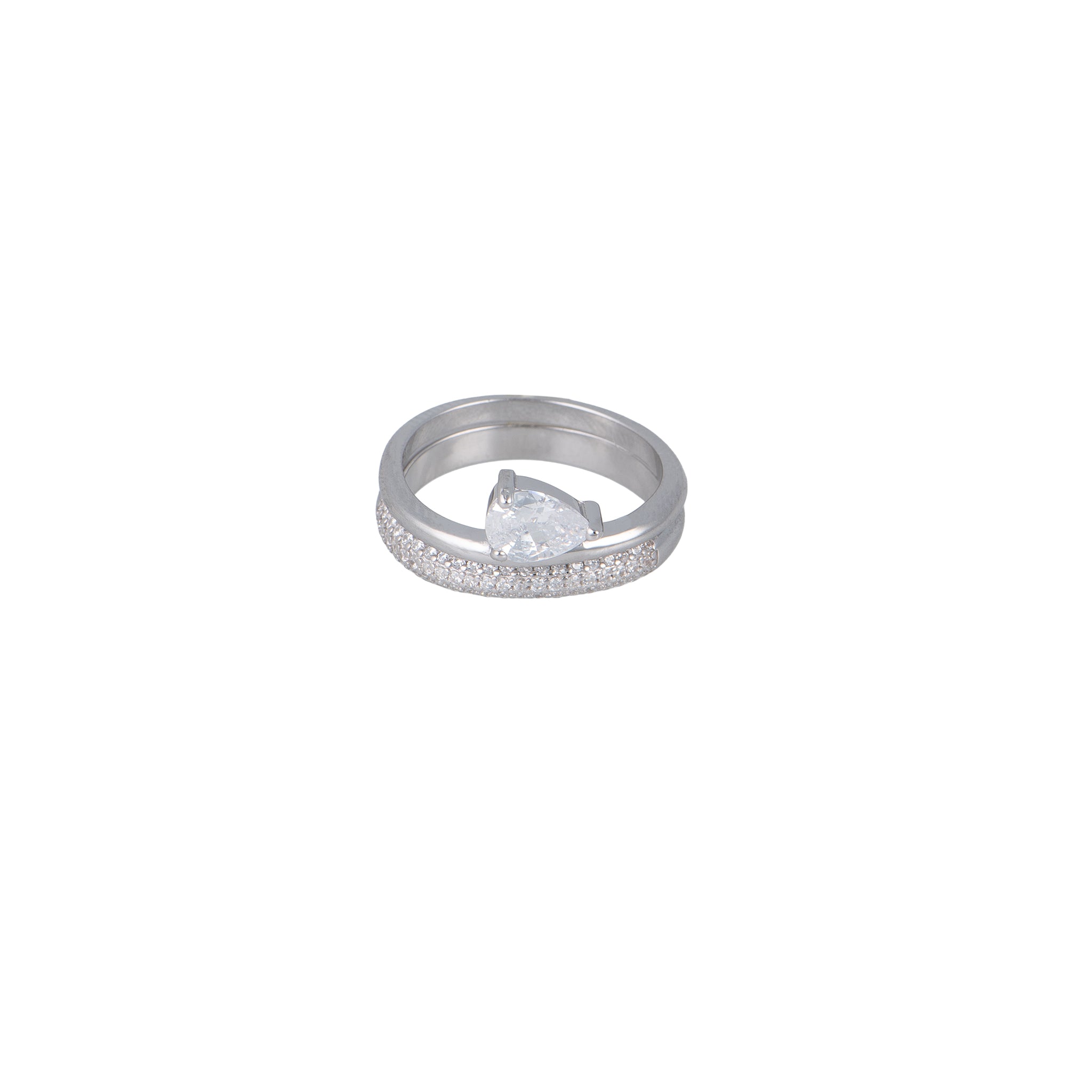Anello con zirconi - Anello Double Drop
