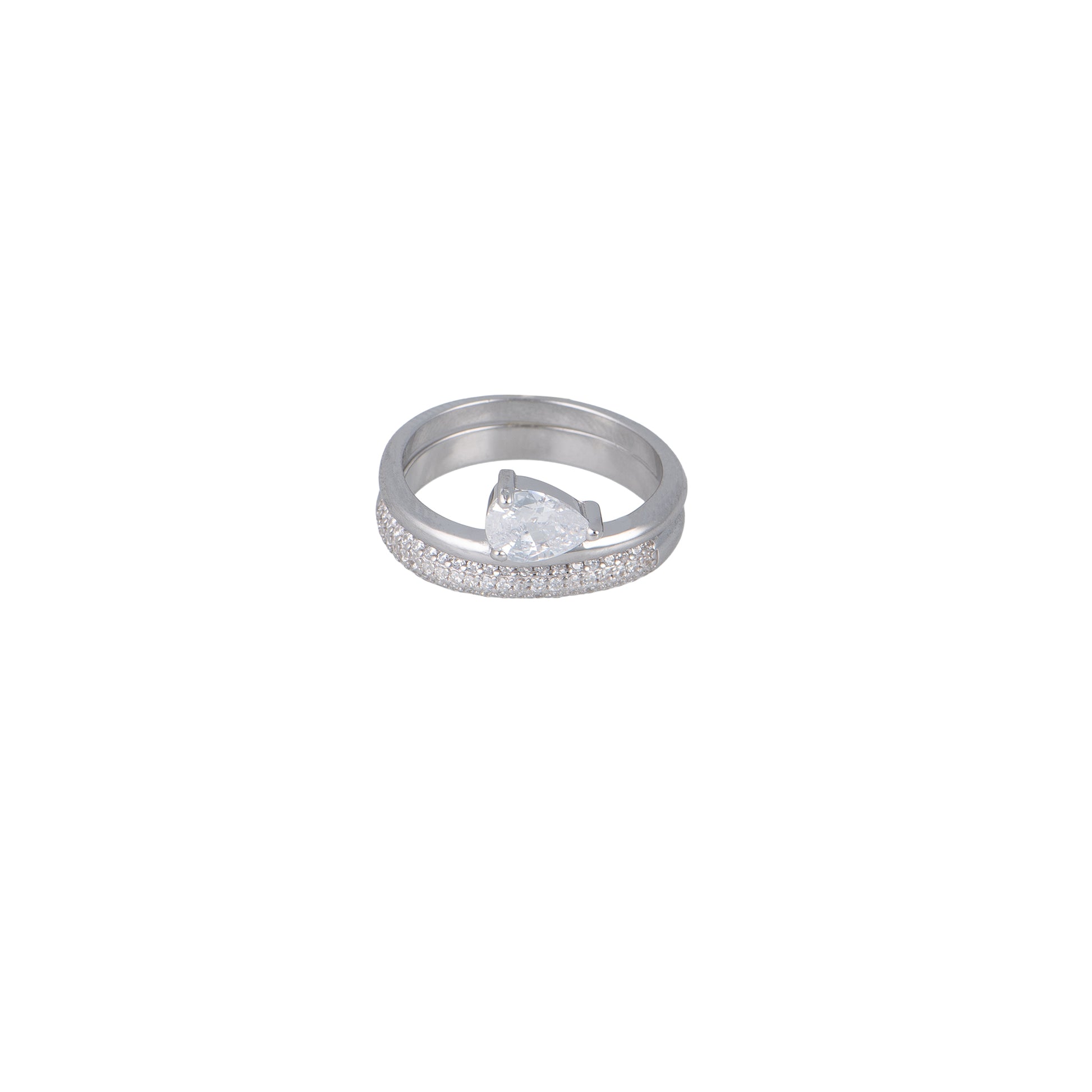 Anello con zirconi - Anello Double Drop