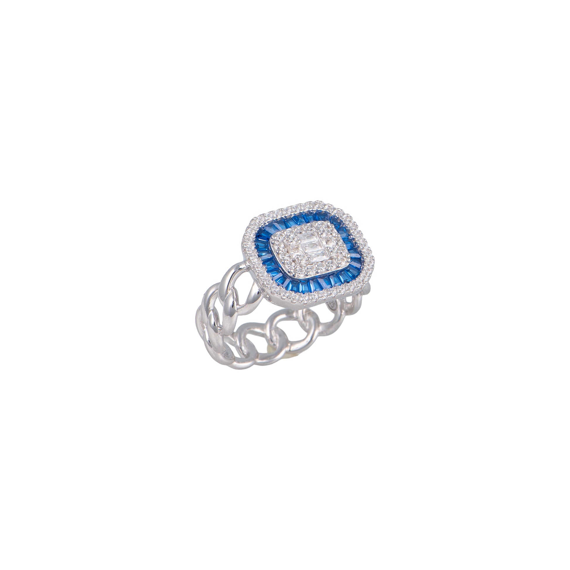 Anello con cuore in argento 925 con zirconi - Anello Diamonds Chain