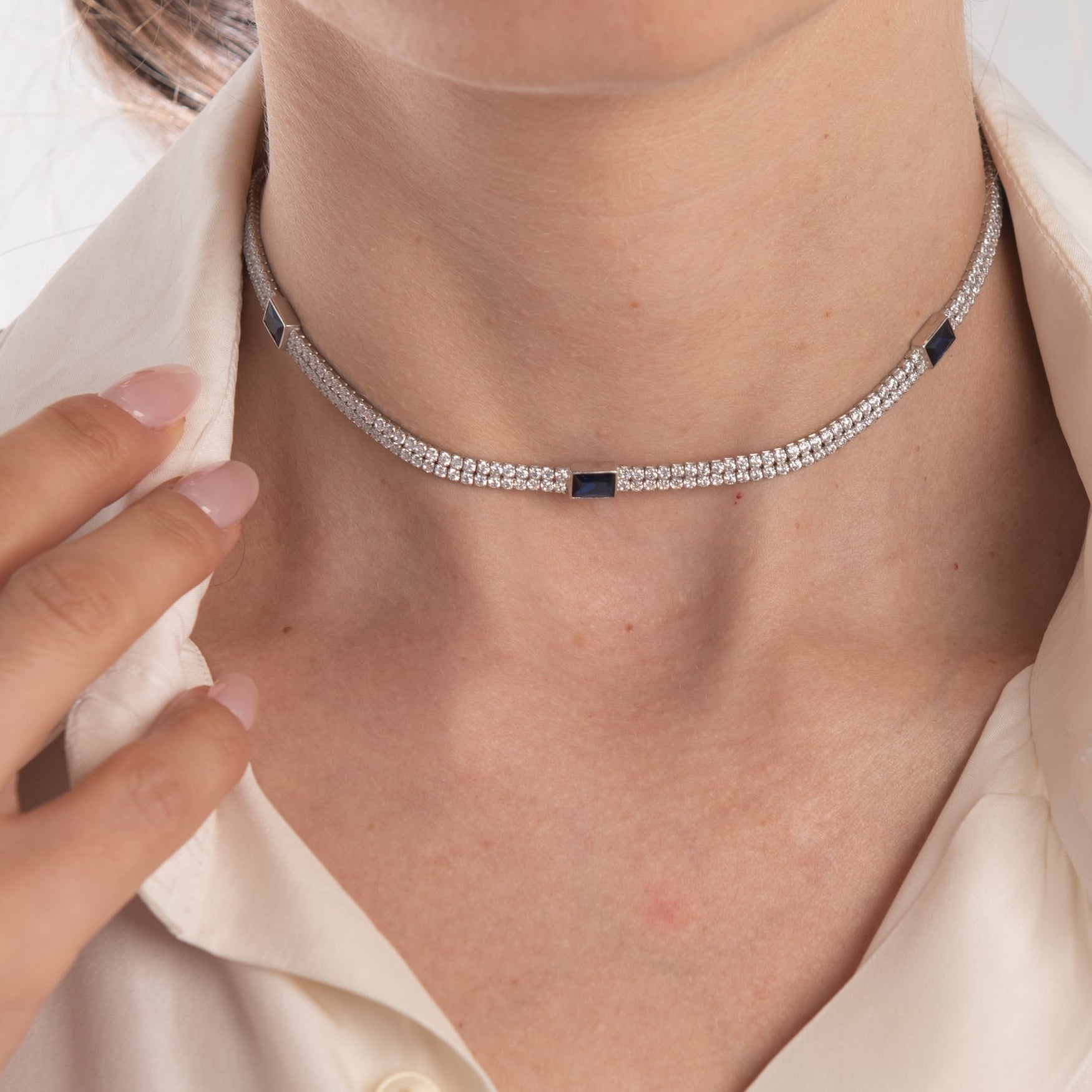 Collana in argento 925 - Collana Sapphire Square Silver