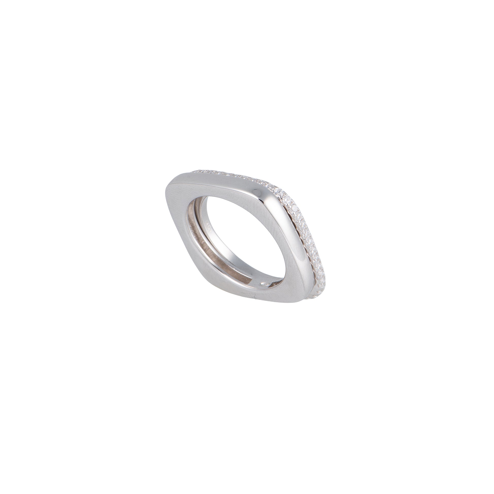 Anello in argento 925 con zirconi - Anello Square Infinity