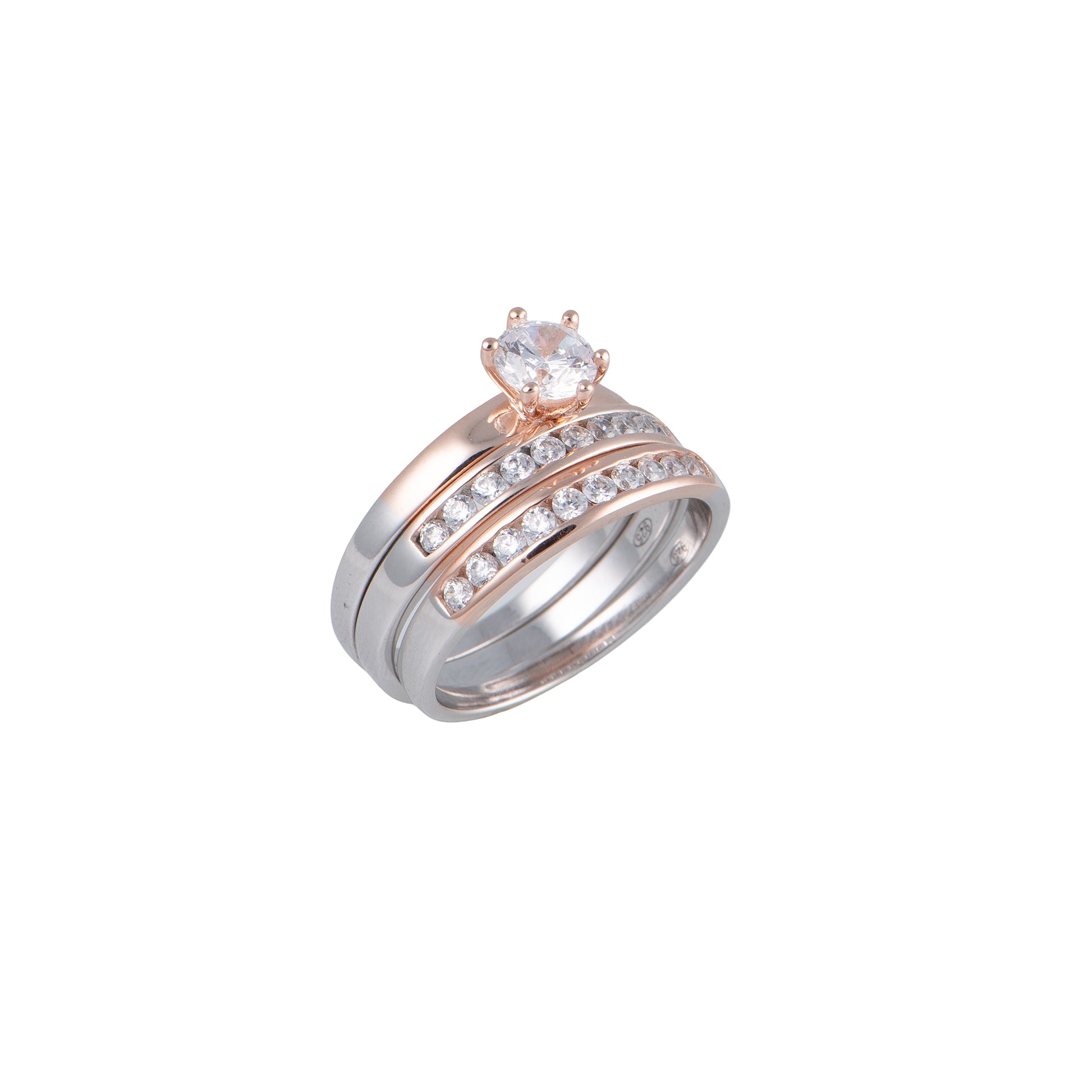Anello dorato con zirconi - Anello Triple