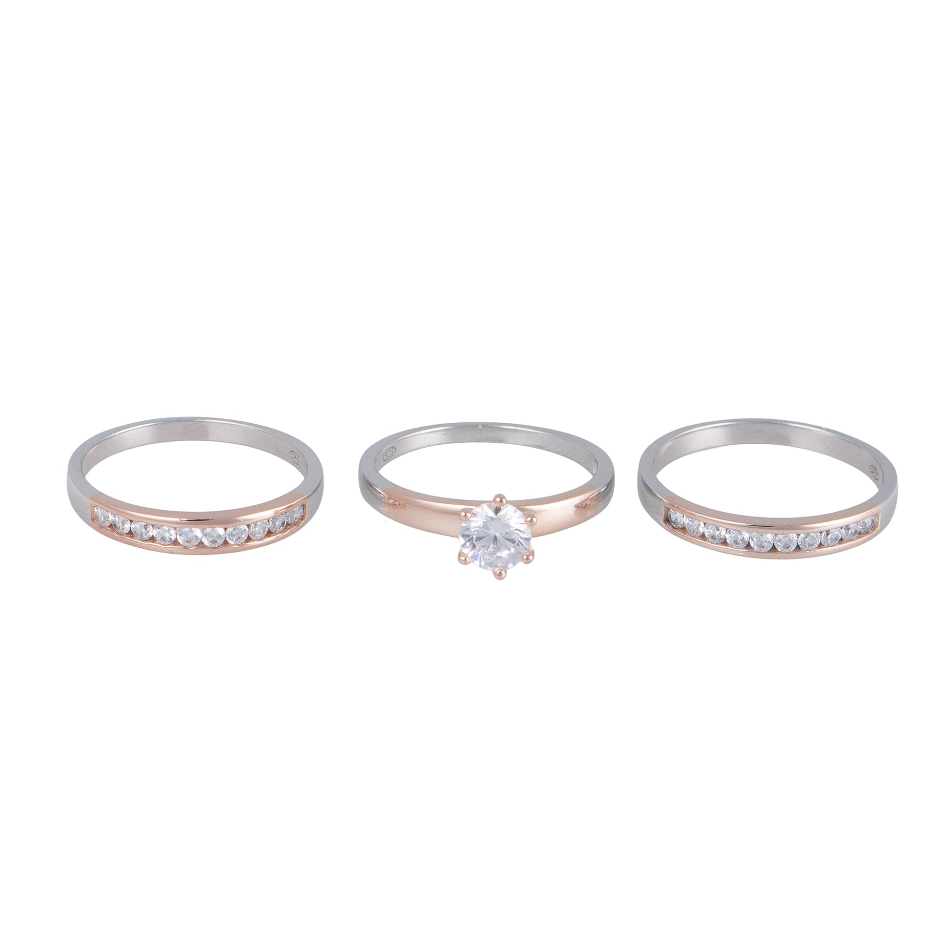 Anello dorato con zirconi - Anello Triple