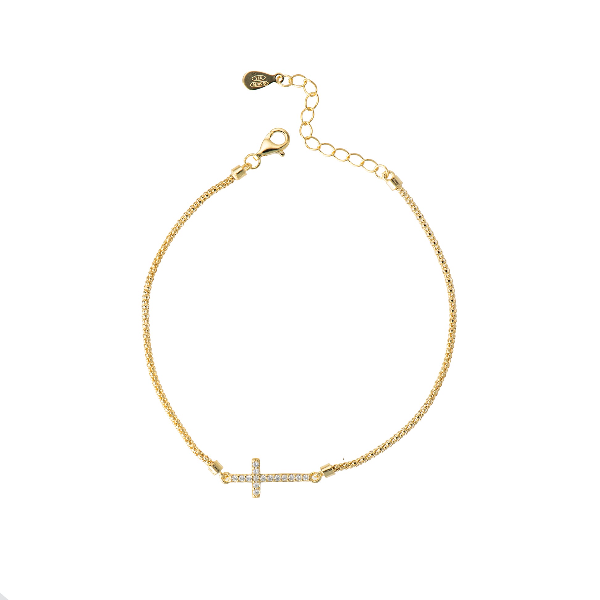 Bracciale con cuore con croce in argento 925 - Bracciale Argento 925 Faith Light