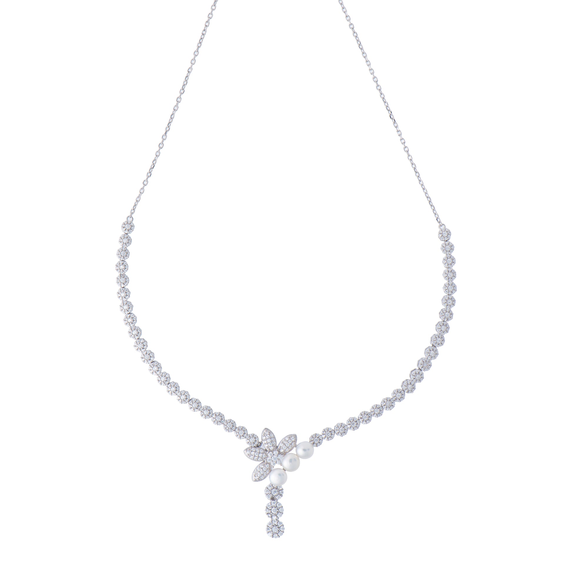 Gioiello pendenti in argento 925 - Royal Blossom Pearl & Diamond